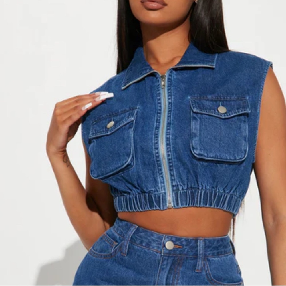 Fashion Nova Blue Denim Vest